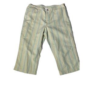 First Issue By Liz Claiborne Striped Size 14 Cropped Cotton Pants